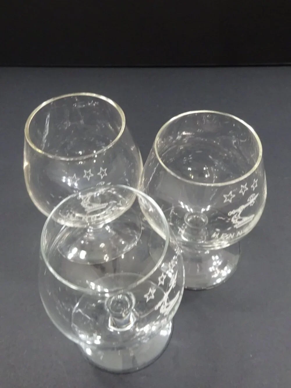 Hennessy Clear Cognac Snifter Glasses Set of 3 Vintage Barware